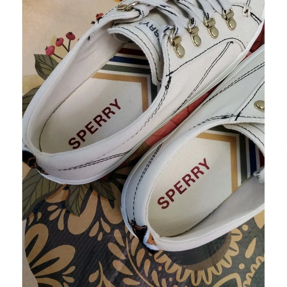 Sperry Crest Vibe Womens‎ Off White Sneakers Casual Shoes Size 6 Wide STS89589